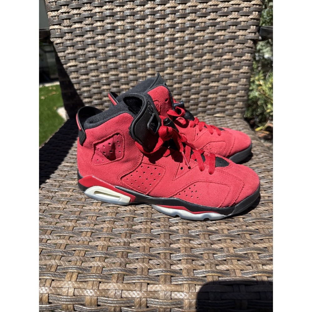 Jordan Air Jordan 6 Kids US 6 Red/Black Suede High Top Lace-Up Basketball